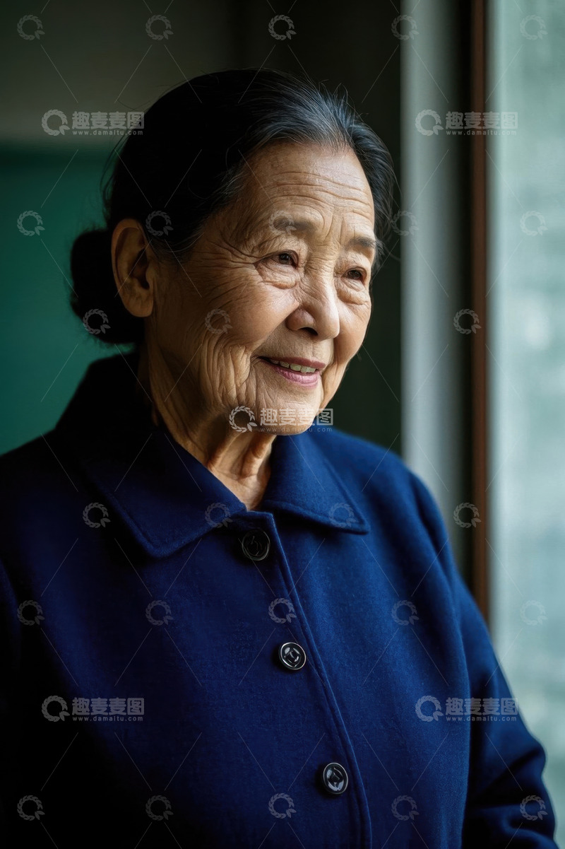 高清大图下载【趣麦麦图】慈祥老人窗边凝望，岁月静好