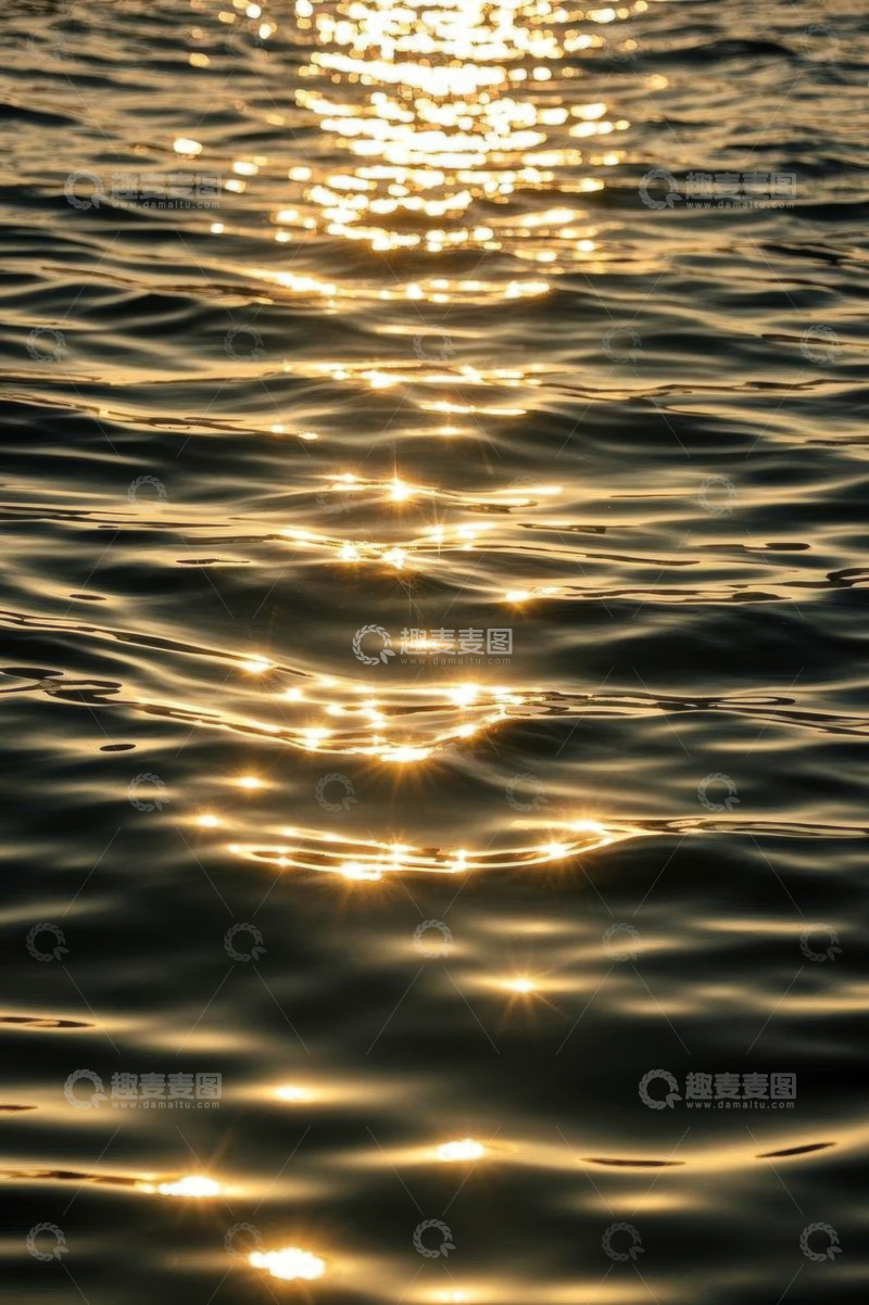 高清大图下载【趣麦麦图】水面上闪烁的金色阳光