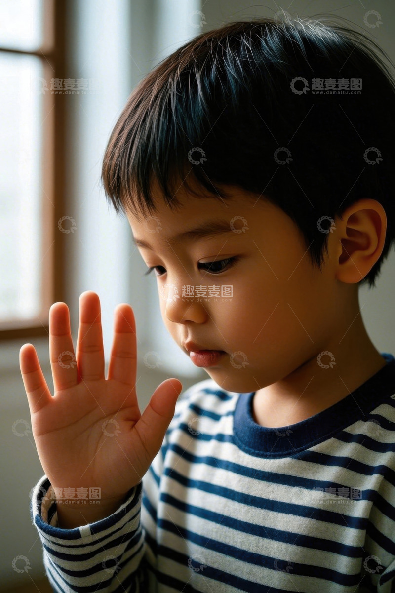 高清大图下载【趣麦麦图】可爱的小男孩举起手