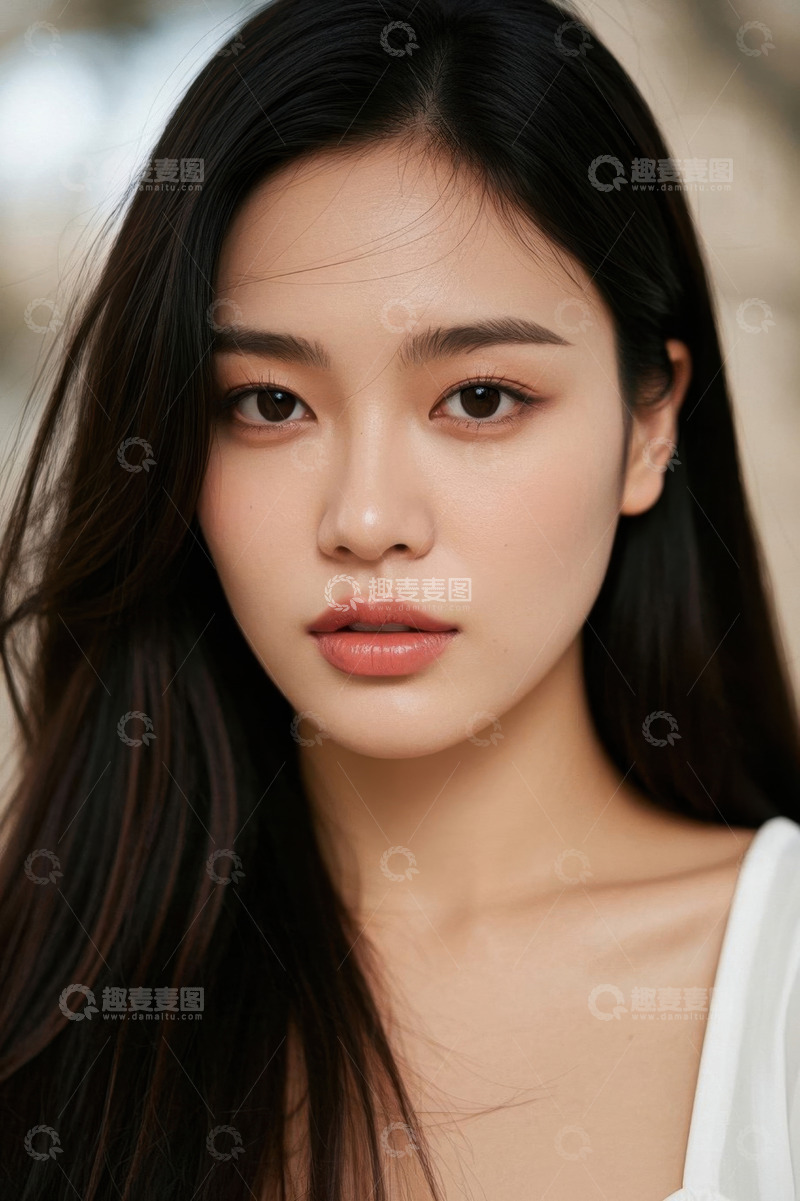 高清大图下载【趣麦麦图】美丽女子侧脸写真高清图