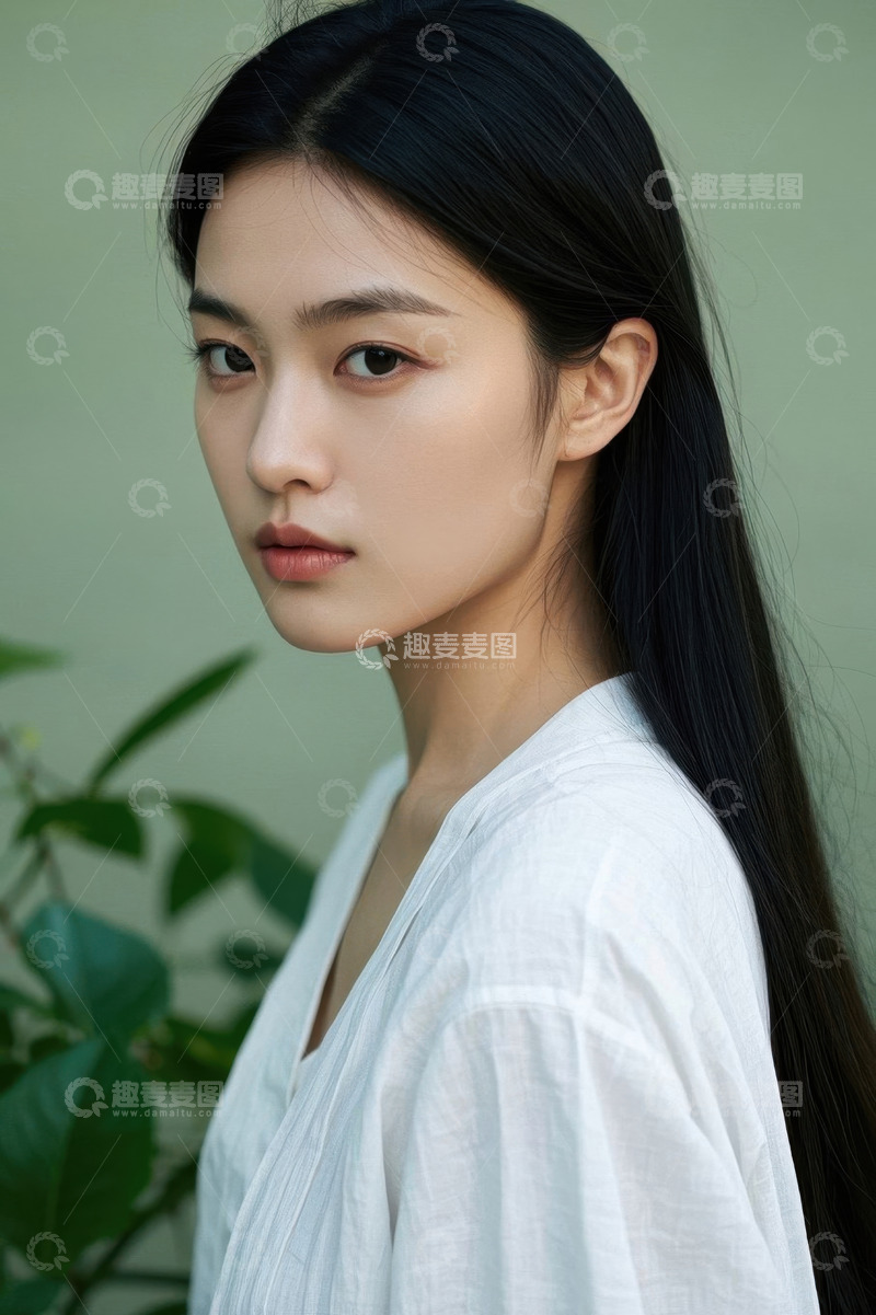 高清大图下载【趣麦麦图】侧颜清秀女子写真