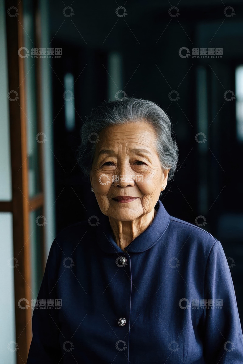 高清大图下载【趣麦麦图】慈祥的老年女性肖像照片