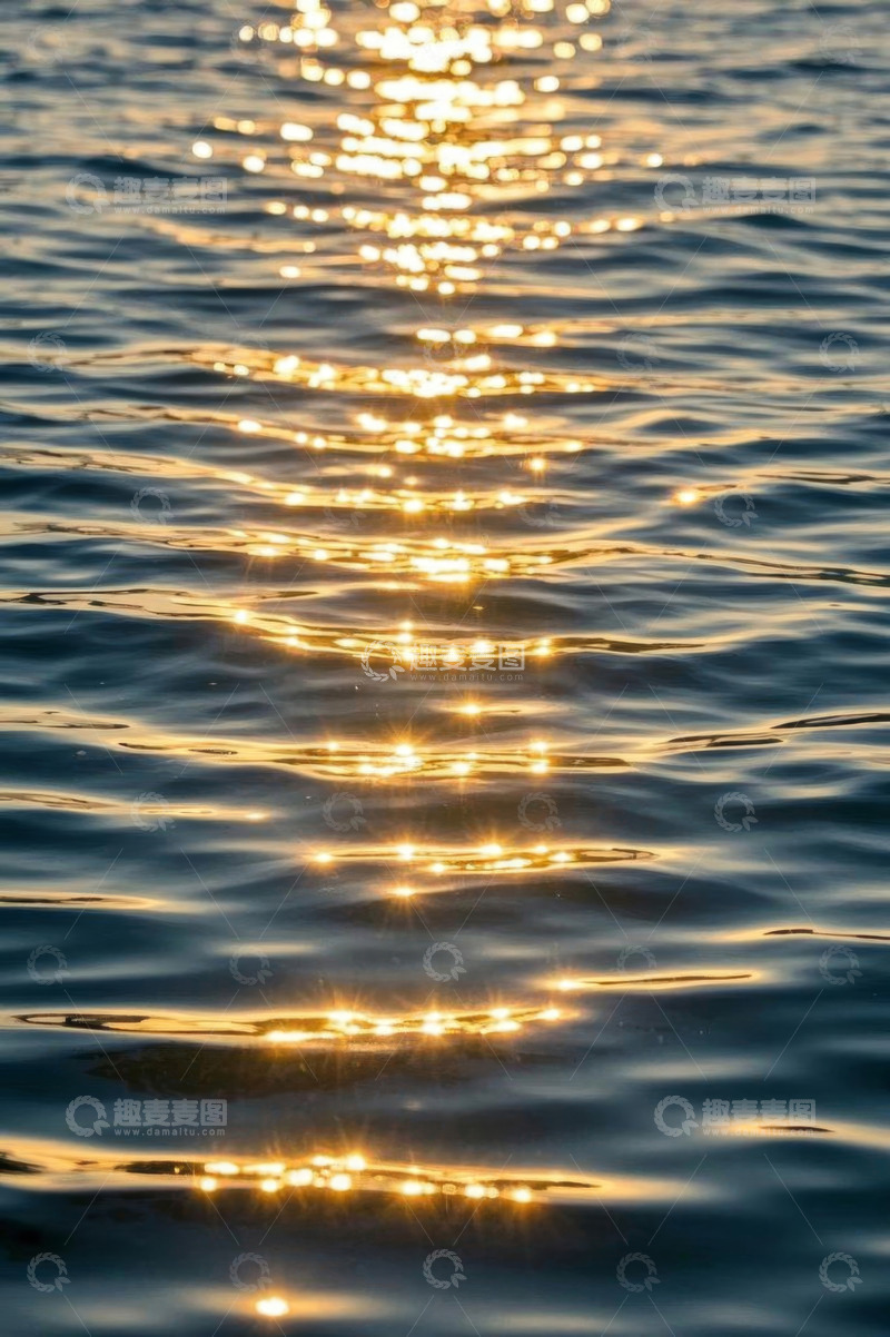 高清大图下载【趣麦麦图】水面上的金色阳光倒影