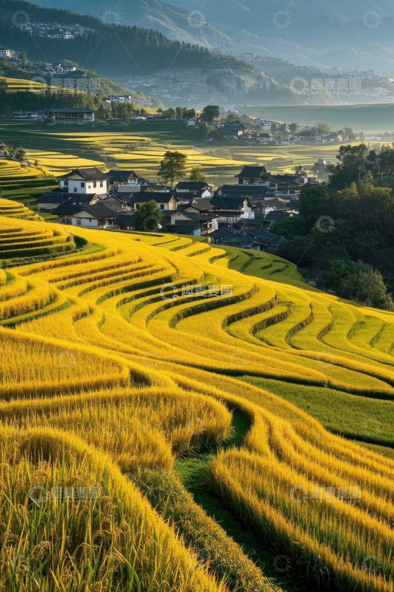 高清大图下载【趣麦麦图】乡村梯田田园风光景象