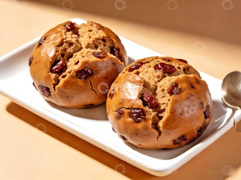 高清大图下载【趣麦麦图】两个红糖馒头