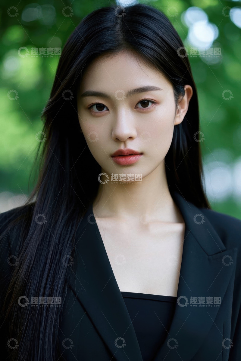 高清大图下载【趣麦麦图】气质美女户外写真绿色背景