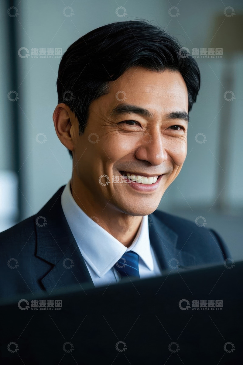 高清大图下载【趣麦麦图】微笑的商务男士办公场景