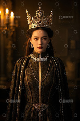 身着华服戴皇冠的美丽女子