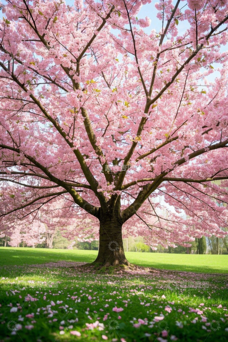 高清大图下载【趣麦麦图】盛开的粉色樱花树