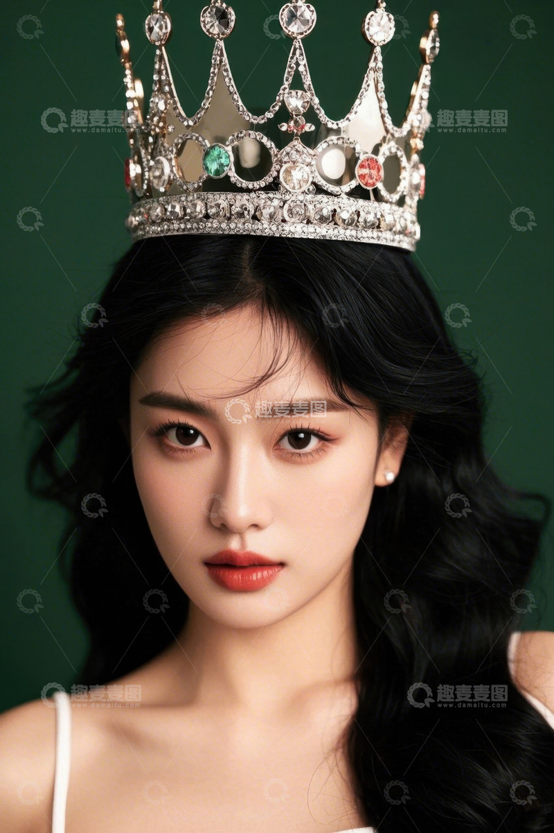 高清大图下载【趣麦麦图】戴皇冠的年轻女子写真