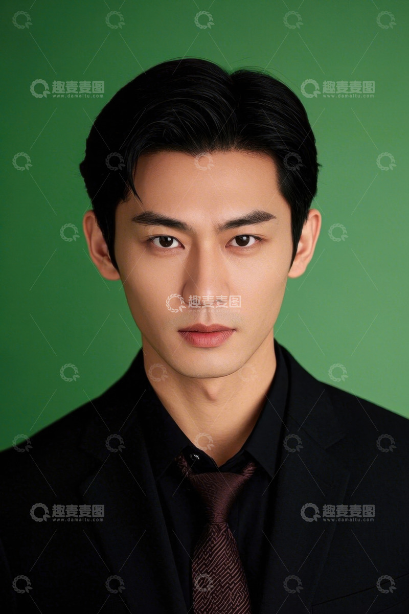 高清大图下载【趣麦麦图】时尚型男商务写真绿幕背景