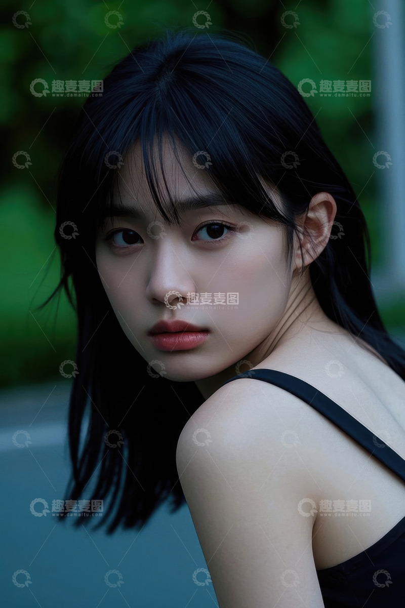 高清大图下载【趣麦麦图】清秀少女侧颜近照眼神清澈