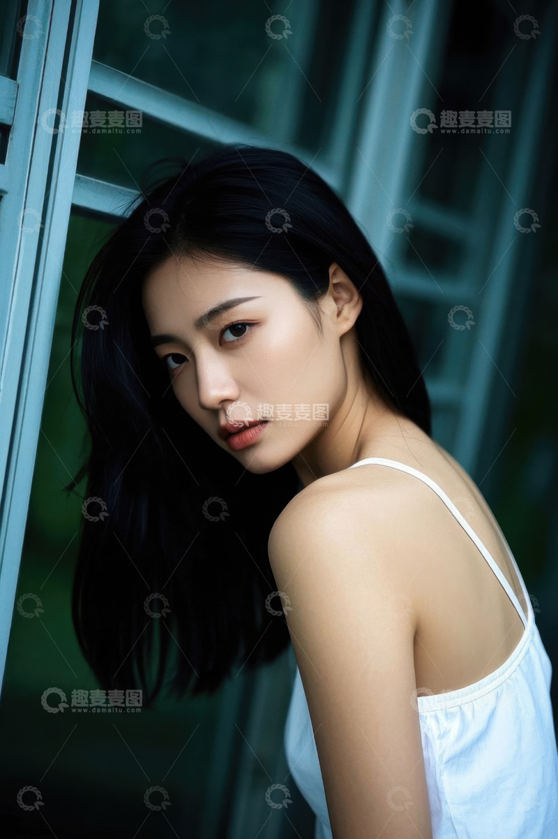 高清大图下载【趣麦麦图】侧脸凝视的年轻女子