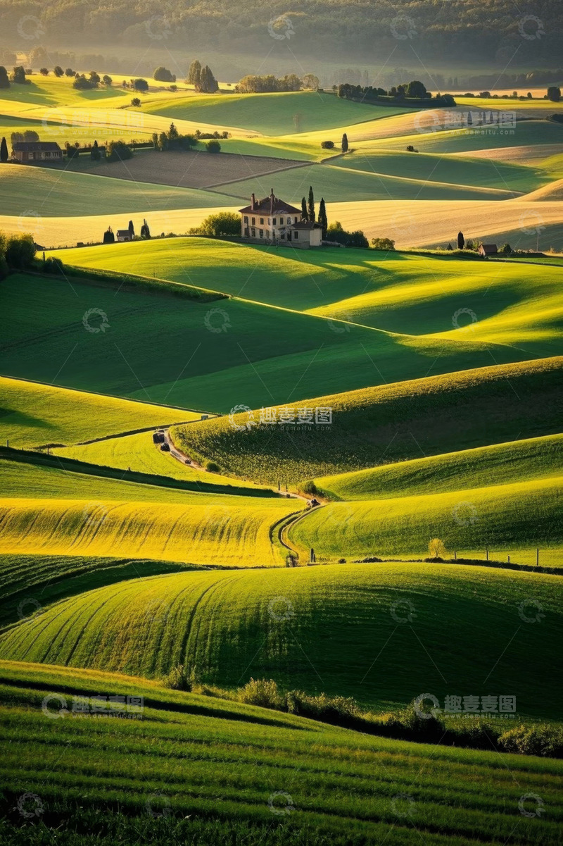 高清大图下载【趣麦麦图】田园绿色起伏田野景观