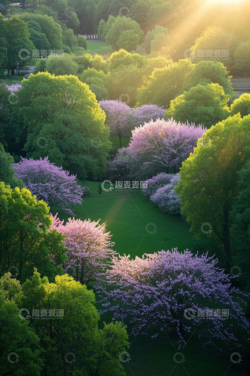 高清大图下载【趣麦麦图】春日森林阳光洒落风景
