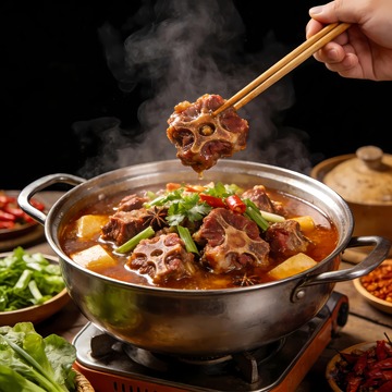 牛尾火锅筷子举起一块牛尾