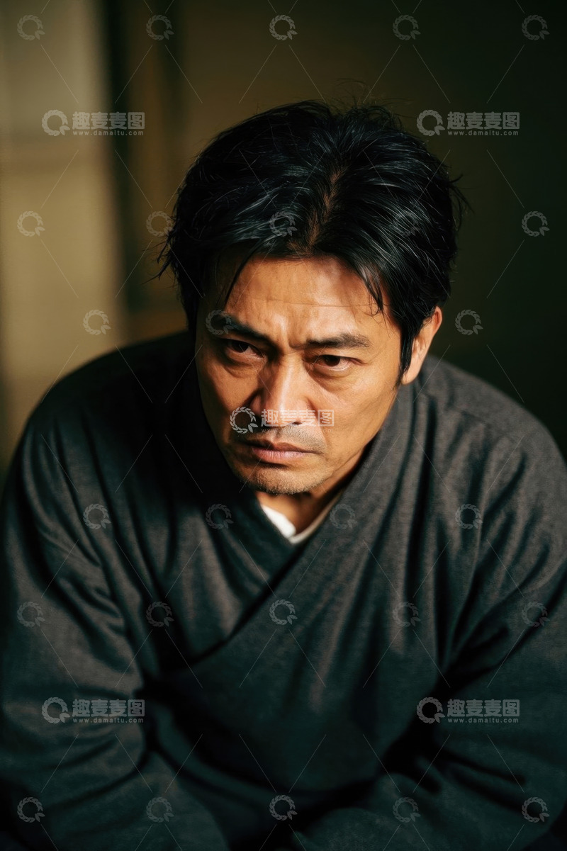 高清大图下载【趣麦麦图】忧郁中年男子肖像特写