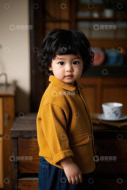 穿着黄色外套的可爱小女孩