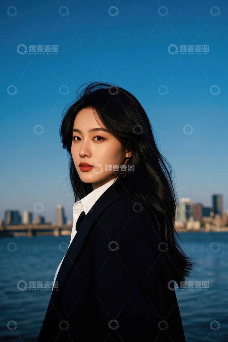 高清大图下载【趣麦麦图】都市女子剪影侧颜照