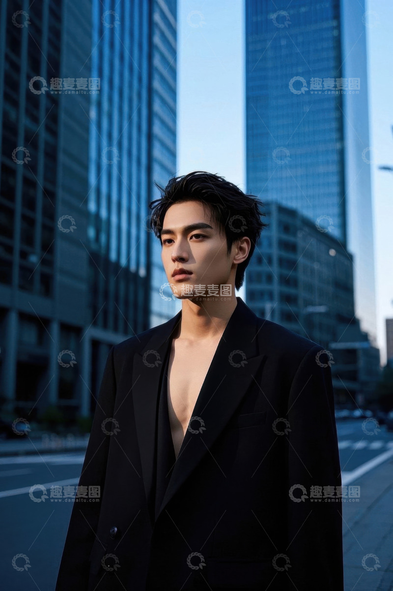 高清大图下载【趣麦麦图】时尚型男都市街景写真