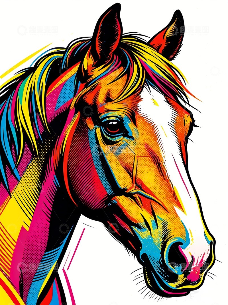 高清大图下载【趣麦麦图】一匹彩色马图片