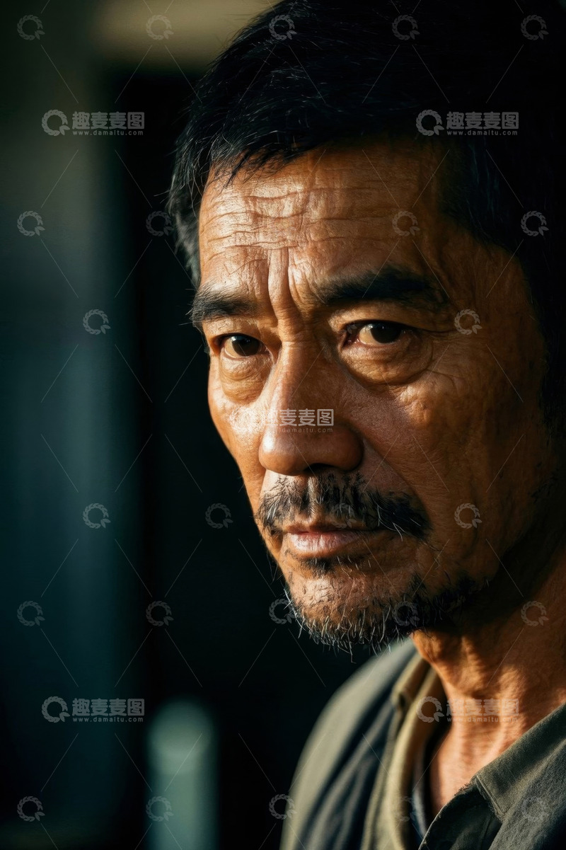 高清大图下载【趣麦麦图】饱经风霜的老年男子肖像
