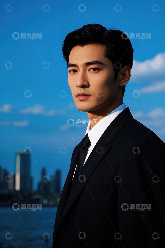 西装革履男子城市背景写真