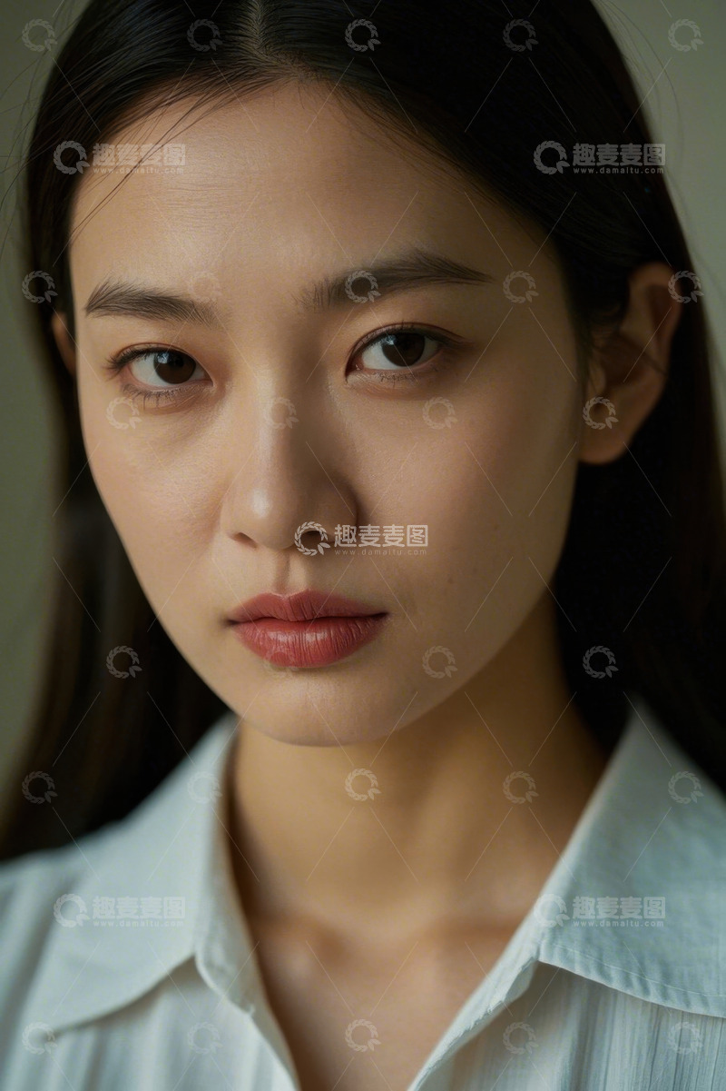 高清大图下载【趣麦麦图】亚洲女性肖像特写眼神坚定