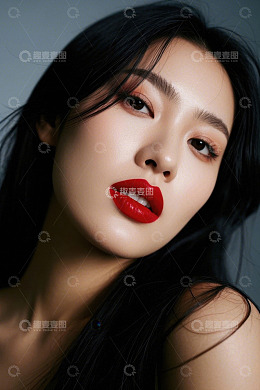 高清大图下载【趣麦麦图】红唇黑发美女时尚写真