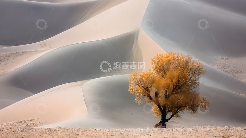 高清大图下载【趣麦麦图】沙漠独树风光摄影