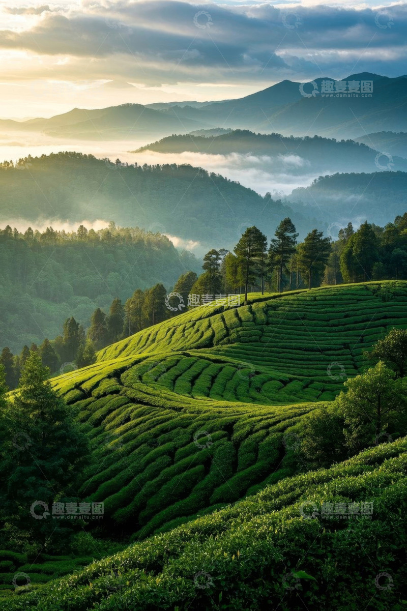 高清大图下载【趣麦麦图】山间茶园自然风光