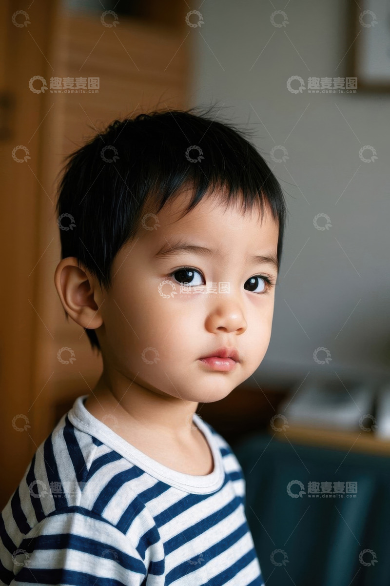 高清大图下载【趣麦麦图】可爱宝宝肖像照片穿着条纹衫