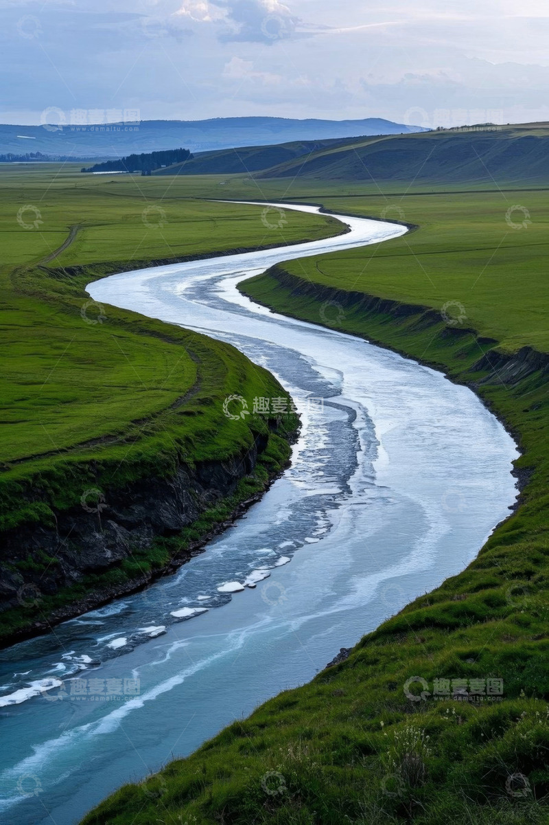 高清大图下载【趣麦麦图】草原蜿蜒河流风光