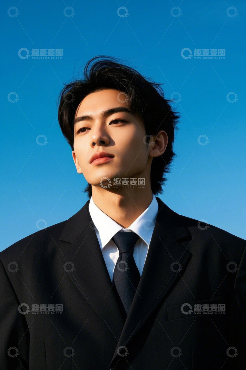 高清大图下载【趣麦麦图】阳光下西装革履的年轻男子