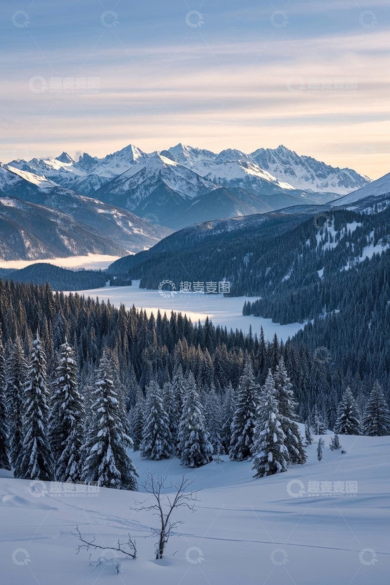 高清大图下载【趣麦麦图】雪山森林冬日自然风光