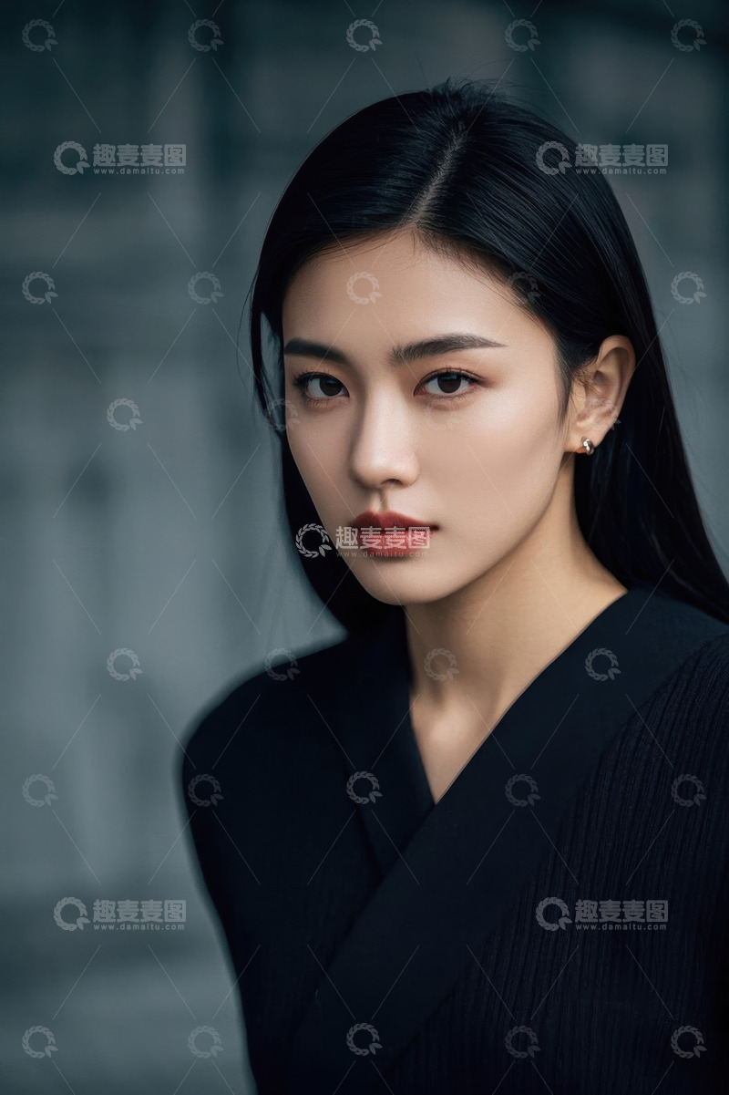 高清大图下载【趣麦麦图】时尚美女肖像写真黑色服装