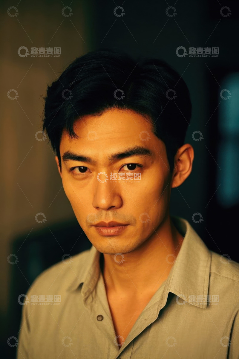 高清大图下载【趣麦麦图】亚洲男性肖像特写眼神深邃