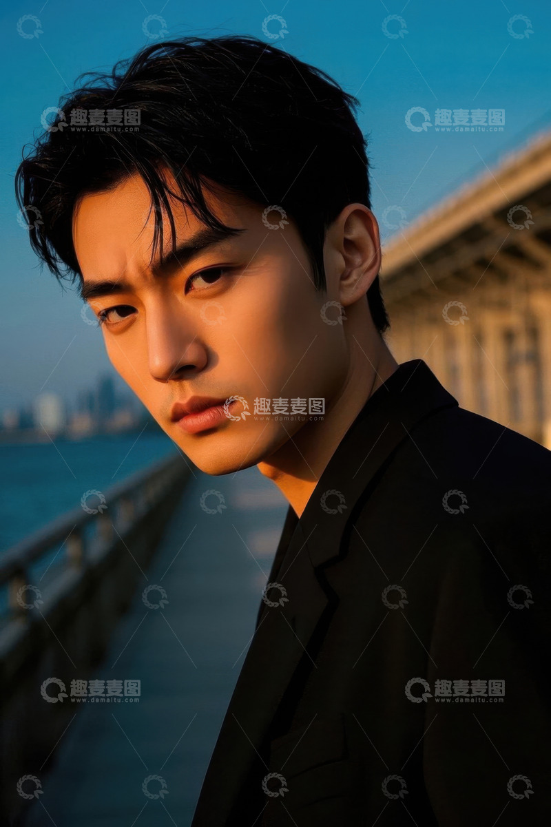 高清大图下载【趣麦麦图】阳光下俊朗青年侧颜照