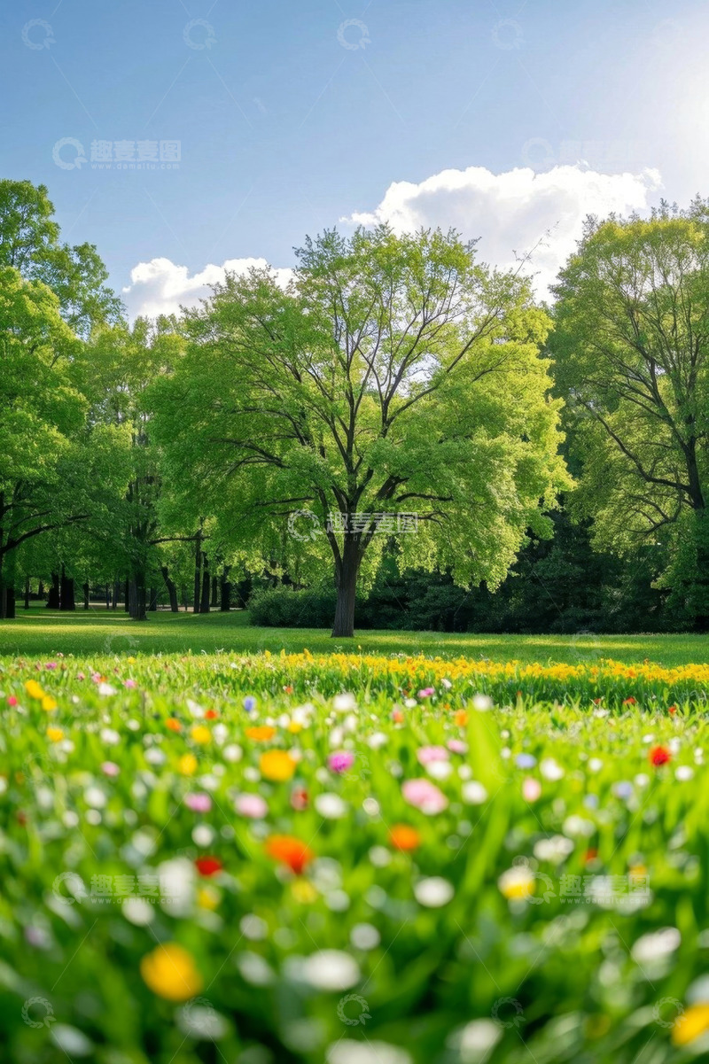 高清大图下载【趣麦麦图】户外公园绿地繁花绿树景观