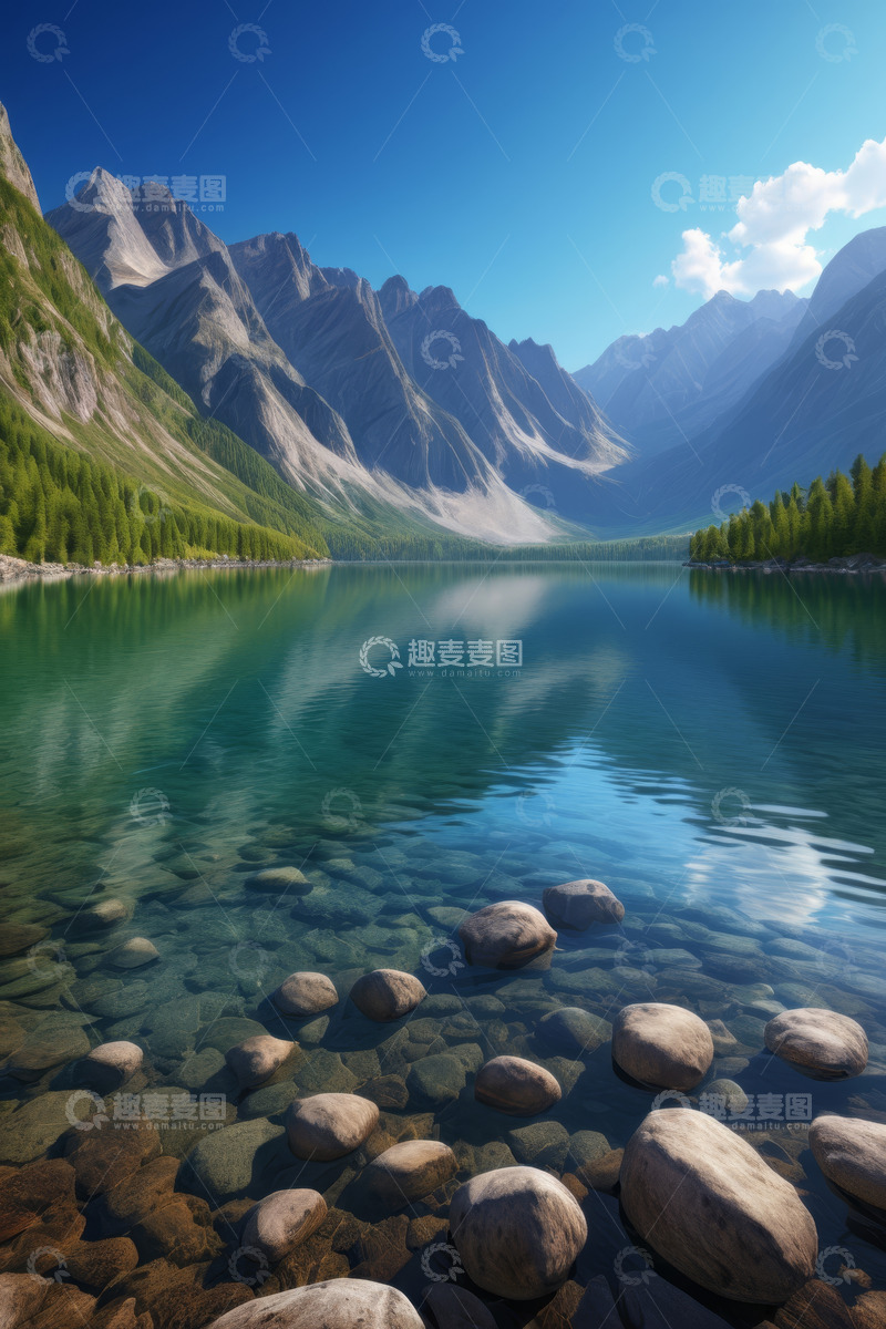 高清大图下载【趣麦麦图】高山湖泊自然风光全景