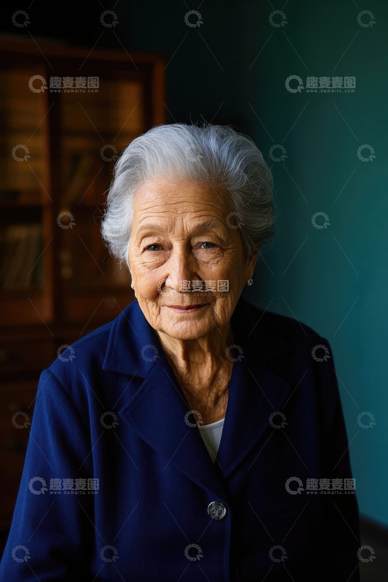 高清大图下载【趣麦麦图】一位慈祥的老年女性肖像