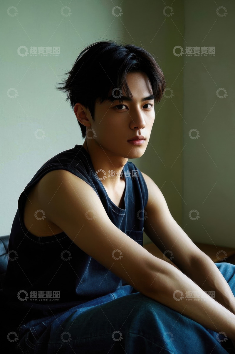 高清大图下载【趣麦麦图】忧郁眼神的年轻男子写真
