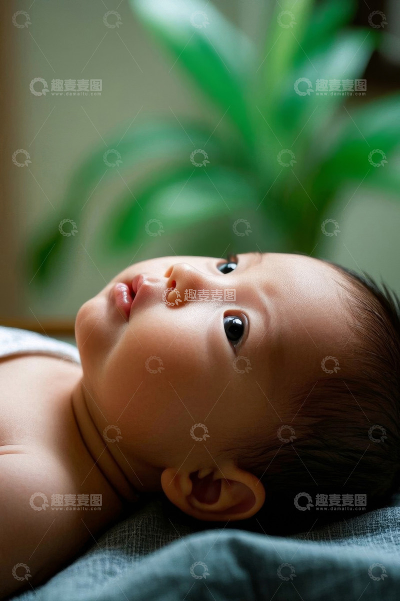 高清大图下载【趣麦麦图】婴儿仰卧熟睡模样可爱