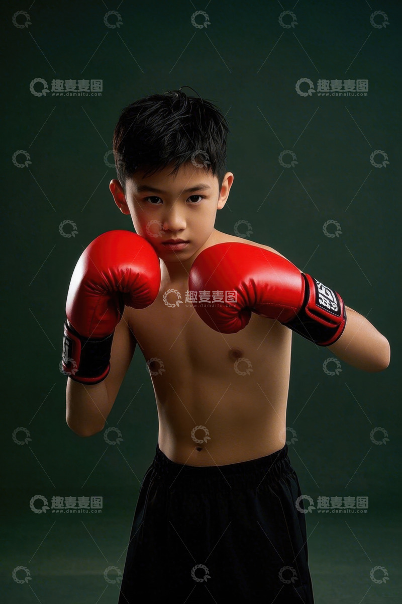 高清大图下载【趣麦麦图】少年拳击手英姿飒爽