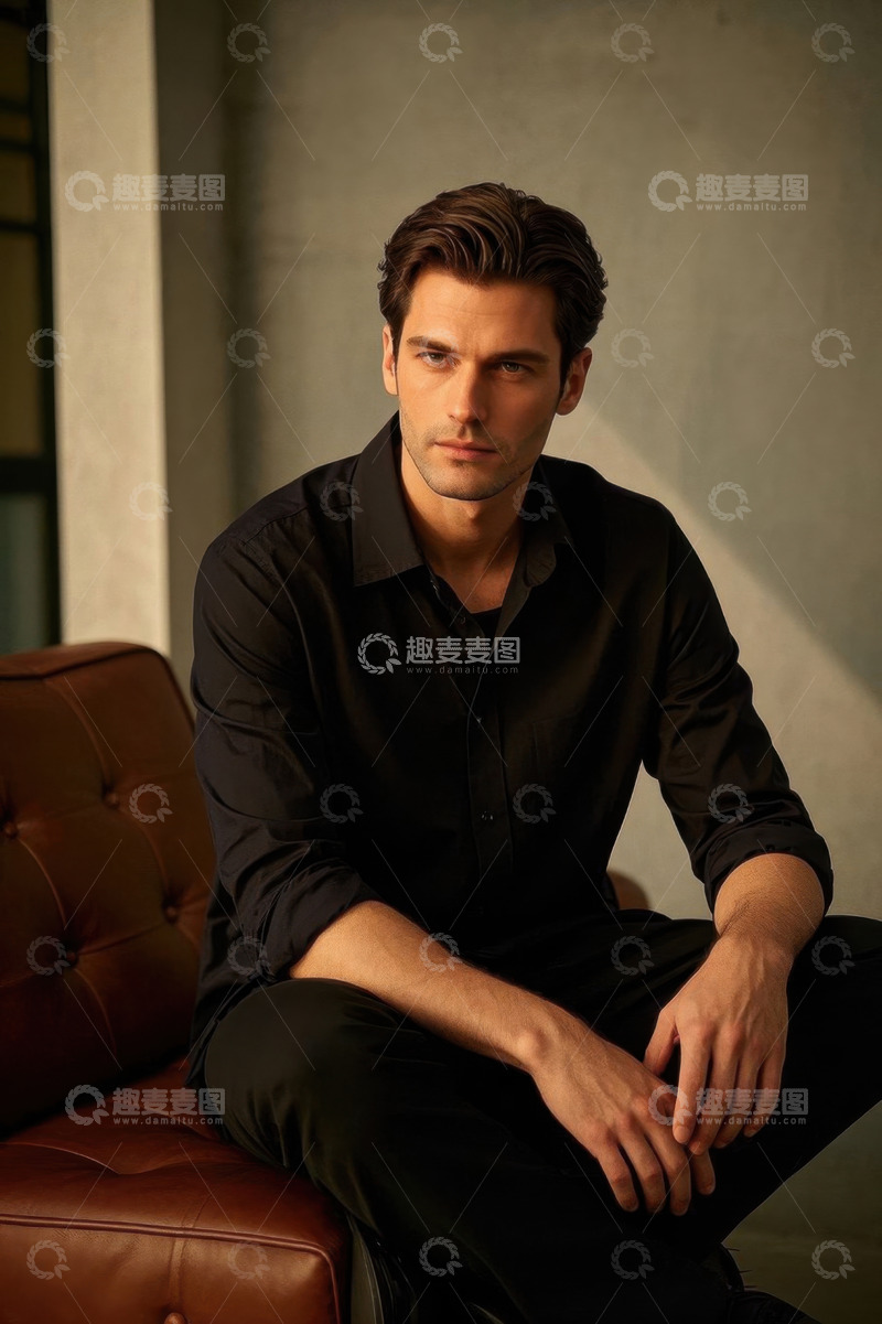 高清大图下载【趣麦麦图】阳光洒落的午后，男人沉思