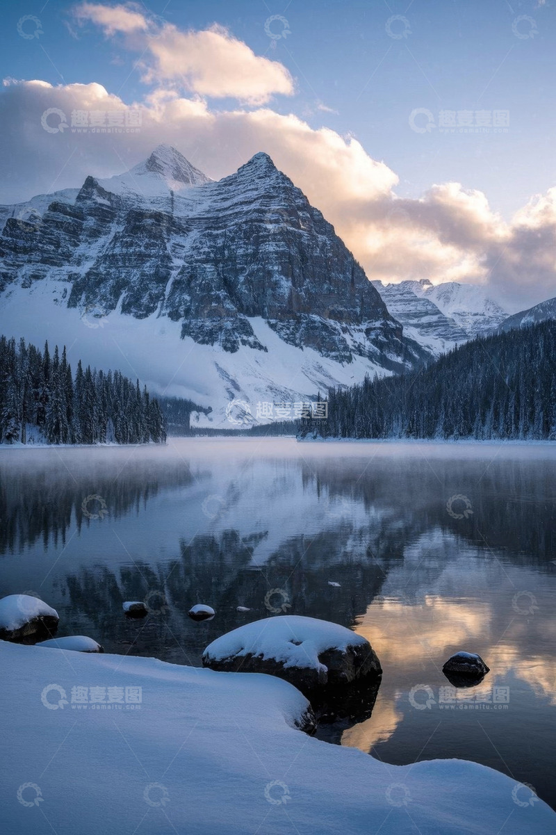 高清大图下载【趣麦麦图】雪山湖泊自然风光
