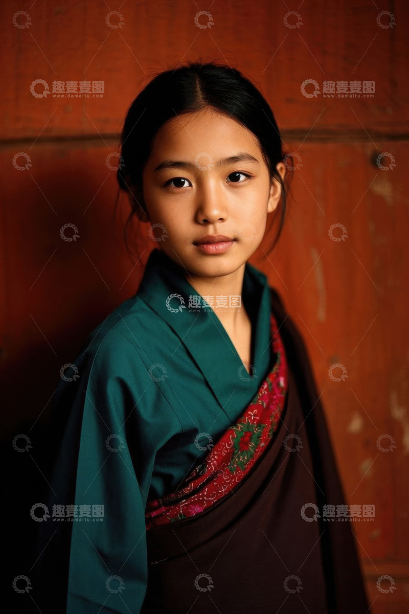 高清大图下载【趣麦麦图】身着传统服饰的年轻女孩