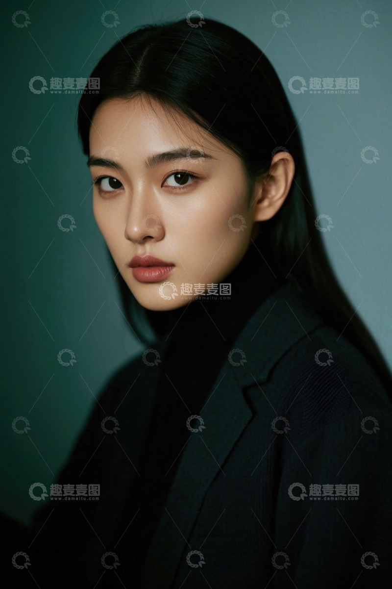 高清大图下载【趣麦麦图】时尚女性肖像照片暗色调