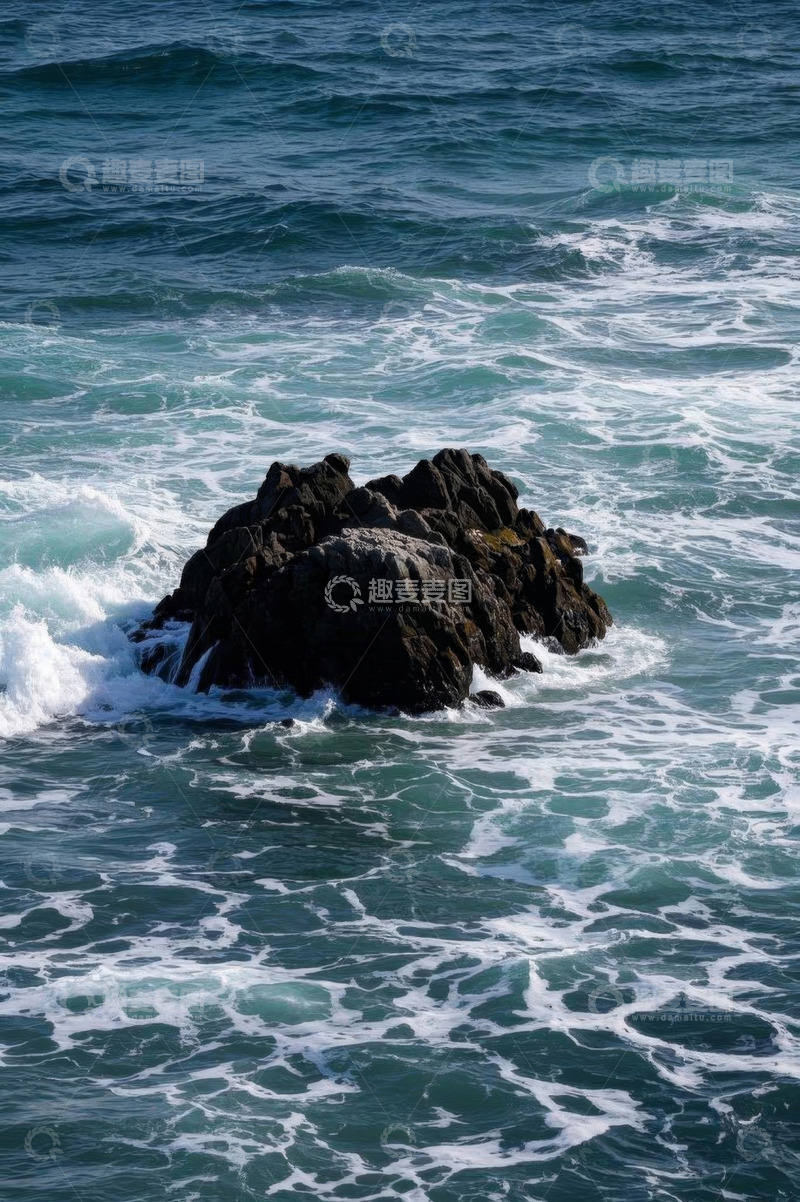 高清大图下载【趣麦麦图】海洋中的孤立岩石景象