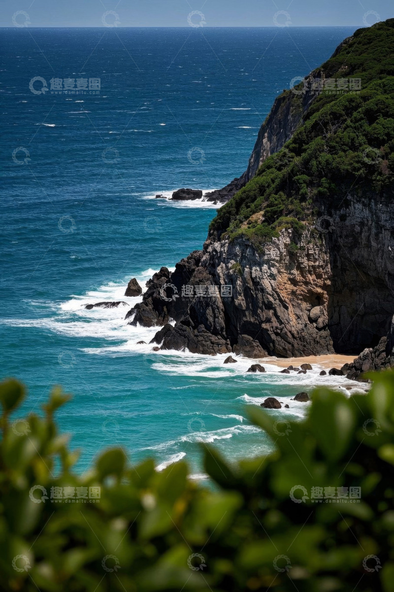 高清大图下载【趣麦麦图】海岸边的岩石与海浪景观